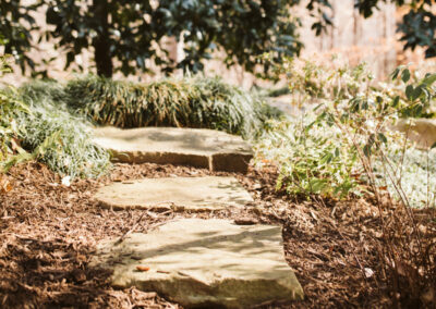 mulch installation and stone walkway square